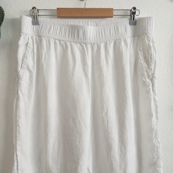 Tahari White Wide Leg Pull On Linen Pants Size XL - Picture 3 of 6